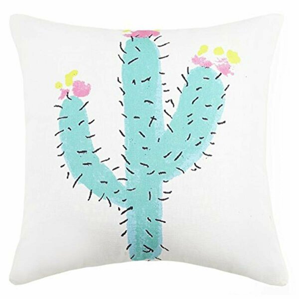 Puesta En Escena 16 x 16 in. Cacti Reversible Canvas Pillow, Turquoise PU3686187